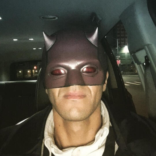 jay ali wearing the daredevil helmet