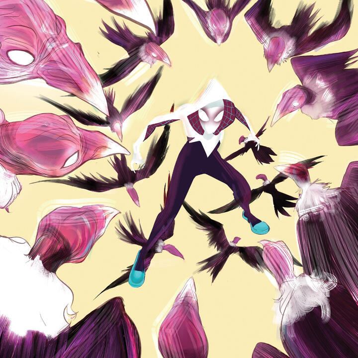 gwen surrounded by vultures